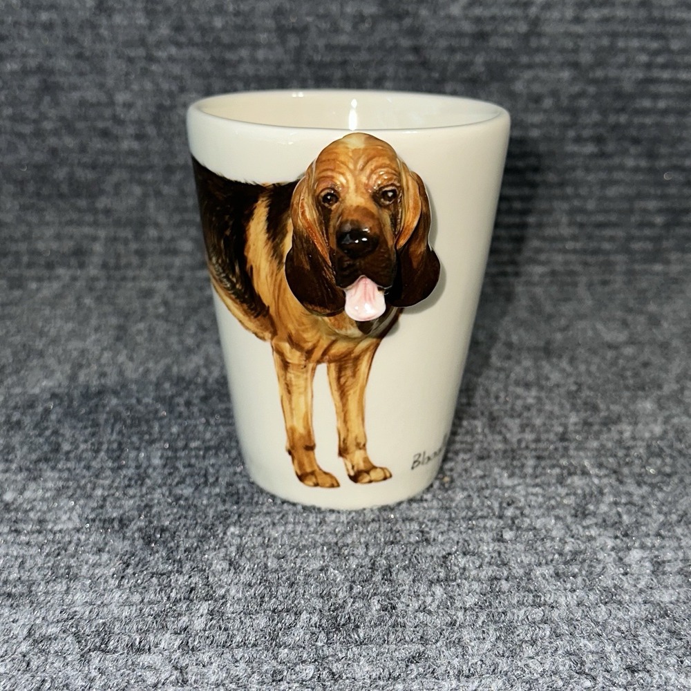 3D Bloodhound Dog Coffee Mug‎ Handmade by Blue Witch
